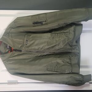 Members Only Green Bomber Jacket with Orange Interior